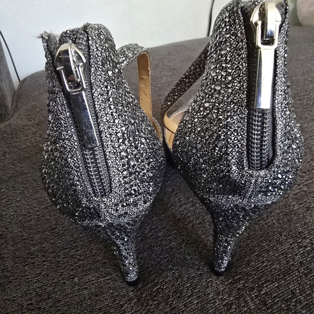Thalia Sodi Silver Heels with Ankle Straps - Picture 8 of 10